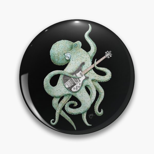Item preview, SUP - the bass playing Octopus (green on black) designed and sold by ShorelineSally.
