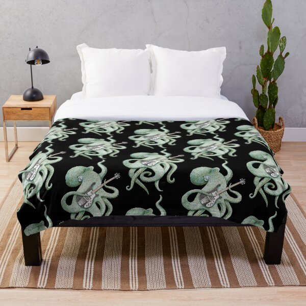 Item preview, SUP - the bass playing Octopus (green on black) designed and sold by ShorelineSally.