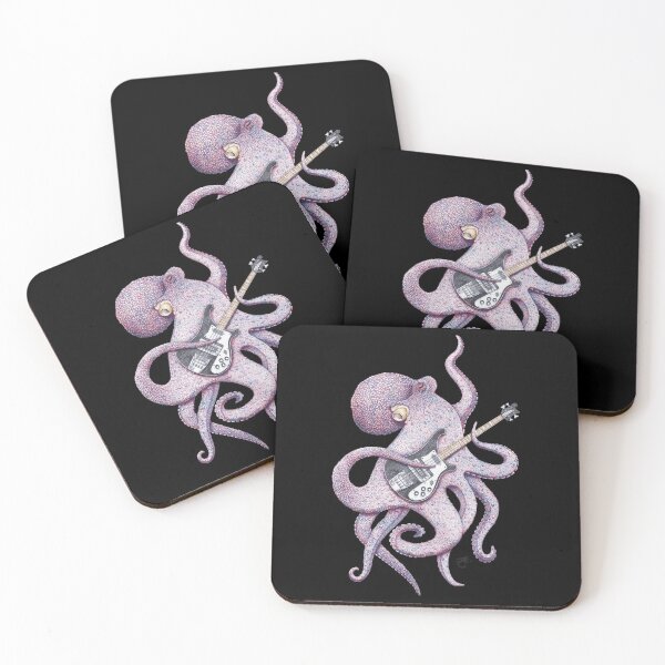 Item preview, SUP - the bass playing Octopus (purple on black) designed and sold by ShorelineSally.
