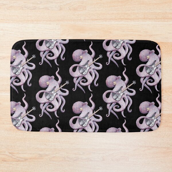 Item preview, SUP - the bass playing Octopus (purple on black) designed and sold by ShorelineSally.