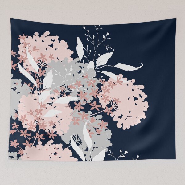 Item preview, Wildflowers, Floral Print, Navy Blue and Pink designed and sold by meggydesigns.