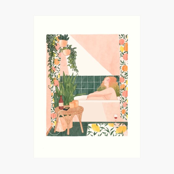 Girl in Bathroom Art Print
