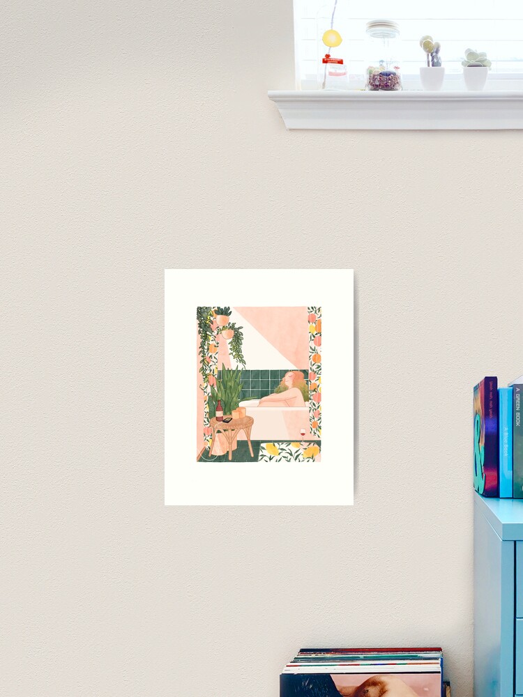 Thumbnail 2 of 3, Art Print, Girl in Bathroom designed and sold by Hofverberg.
