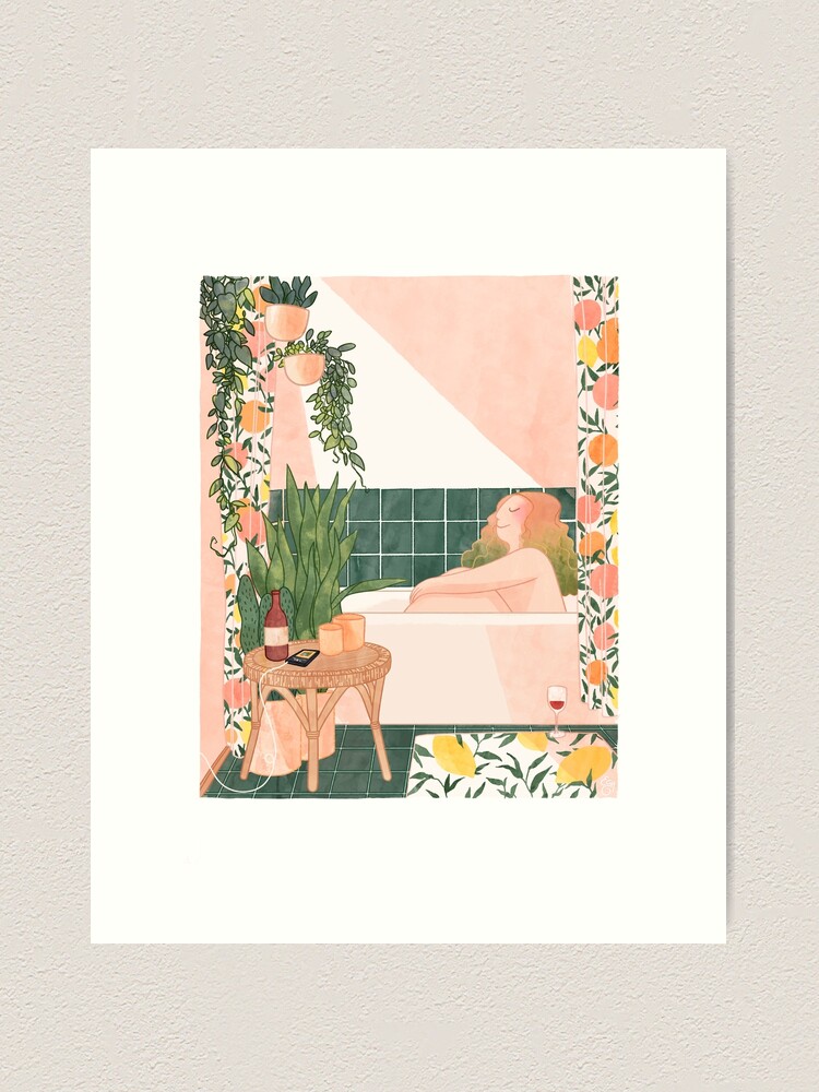 Thumbnail 1 of 3, Art Print, Girl in Bathroom designed and sold by Hofverberg.