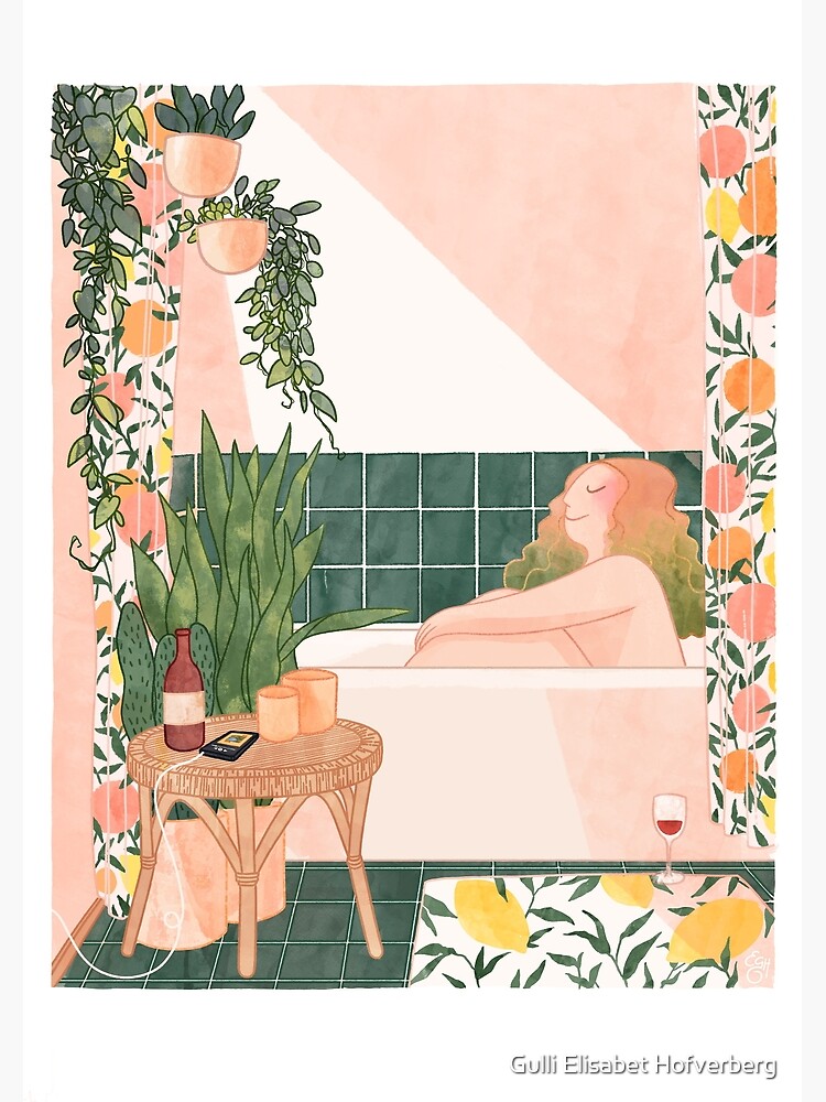 Thumbnail 3 of 3, Art Print, Girl in Bathroom designed and sold by Hofverberg.