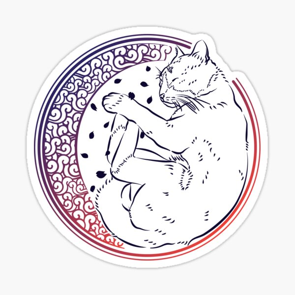 The Cat and his Moon Sticker