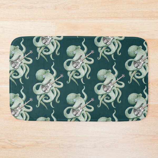 Item preview, SUP - the bass playing Octopus (green on black) designed and sold by ShorelineSally.
