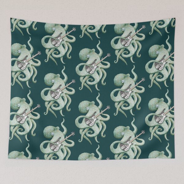 Item preview, SUP - the bass playing Octopus (green on black) designed and sold by ShorelineSally.