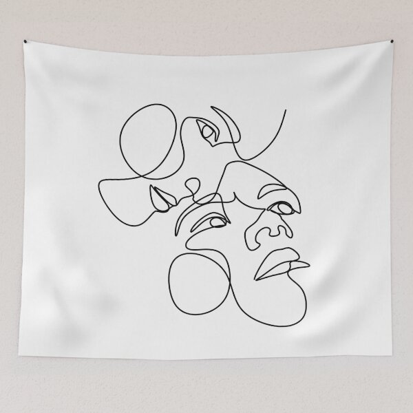 Item preview, Love line art print. Minimalist faces. Man and woman. Symbol of love designed and sold by OneLinePrint.
