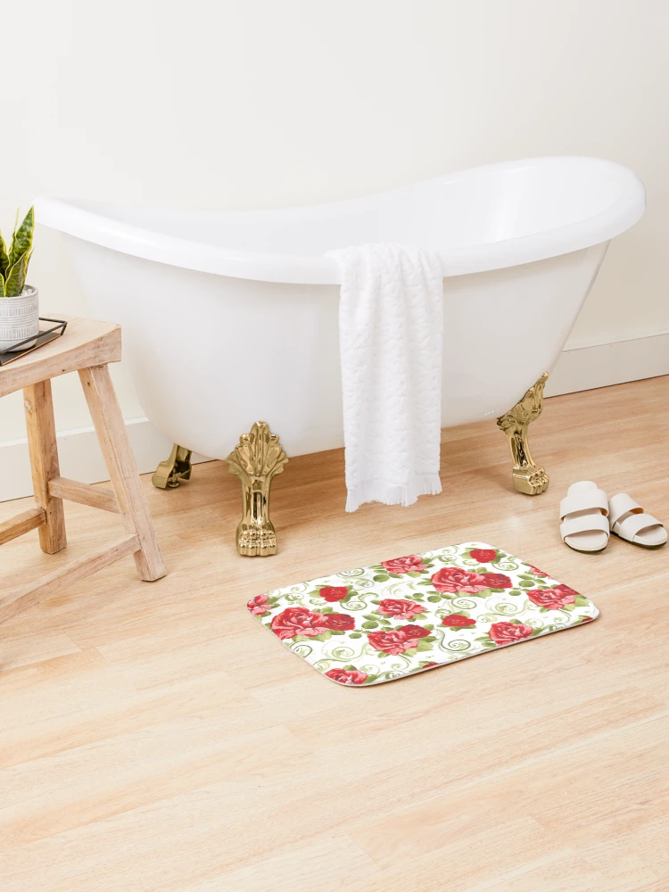 Thumbnail 2 of 6, Bath Mat, Red Roses designed and sold by 72artteam.