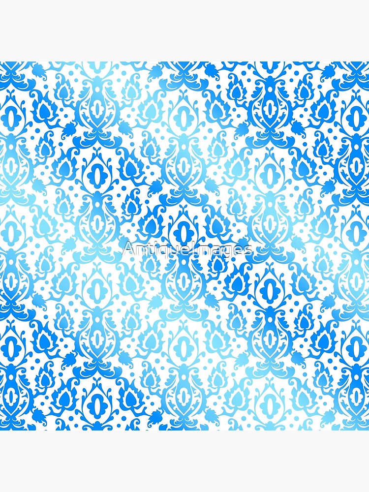 "Moroccan Blue Ocean Damask" Poster by AntiqueImages Redbubble