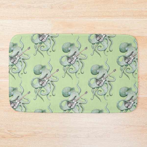 Item preview, SUP - the bass playing Octopus (green on lime) designed and sold by ShorelineSally.