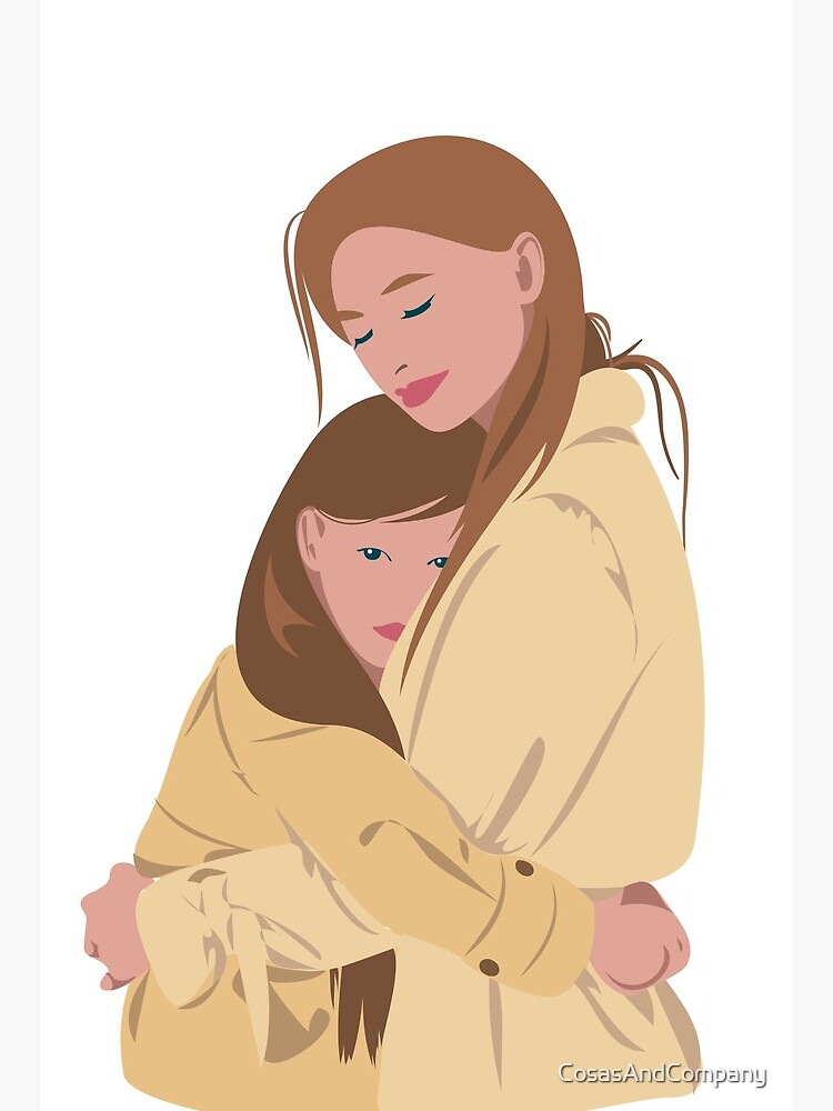 Drawing Of Mother And Daughter Hugging Each Other With Love Art Board Print By Cosasandcompany Redbubble Download mother daughter hugging stock vectors. redbubble