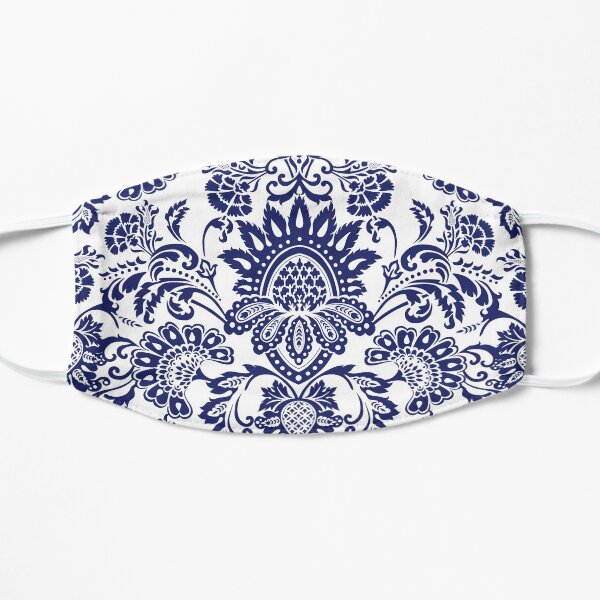 Damask in blue and white (positive) Flat Mask