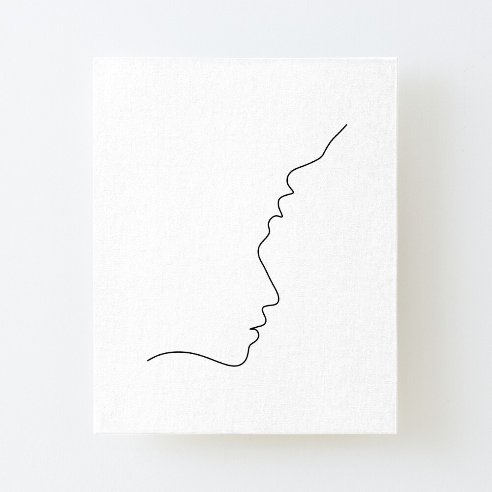 One Line Couple Faces Line Drawing Of Man And Woman Art Board Print By Onelineprint Redbubble