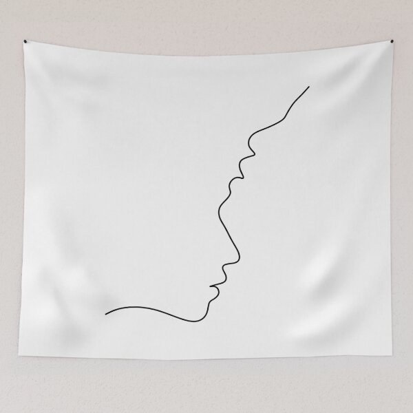 Item preview, One line couple faces. Line drawing of man and woman designed and sold by OneLinePrint.