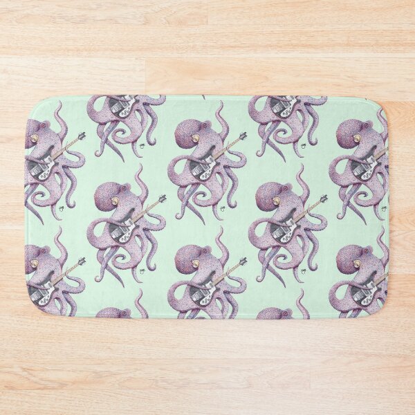 Item preview, SUP - the bass playing Octopus (purple on mint) designed and sold by ShorelineSally.