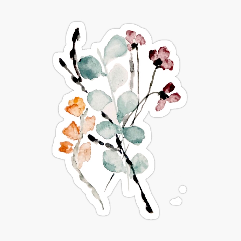 Pink Flower Watercolor Sticker