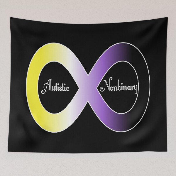Item preview, Autistic Nonbinary Infinity Sign (White Text) designed and sold by BitterbluePine.