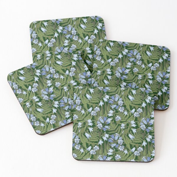 Item preview, Bluebell flowers and fern leaves designed and sold by minyanna.
