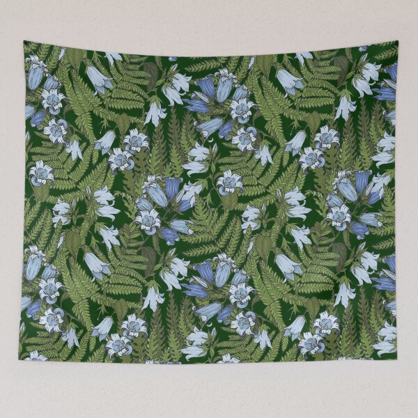Item preview, Bluebell flowers and fern leaves designed and sold by minyanna.