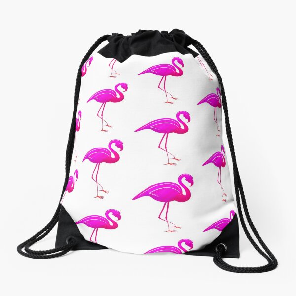 Pink Flamingo Pop Art Style  Drawstring Bag