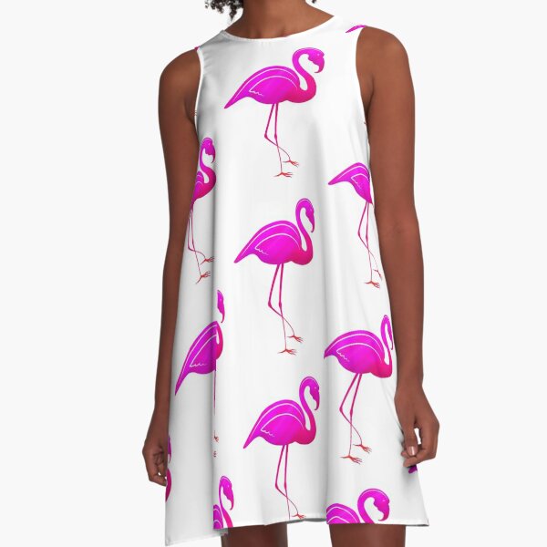 Pink Flamingo Pop Art Style  A-Line Dress