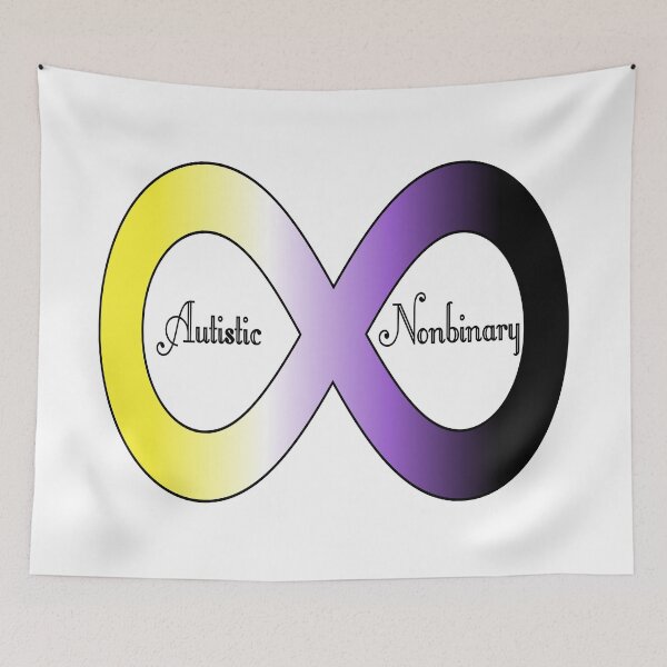Item preview, Autistic Nonbinary Infinity Sign (Black Text) designed and sold by BitterbluePine.