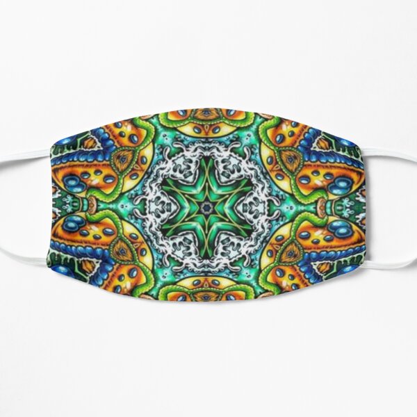 hippie psychedelic mandala artwork Flat Mask