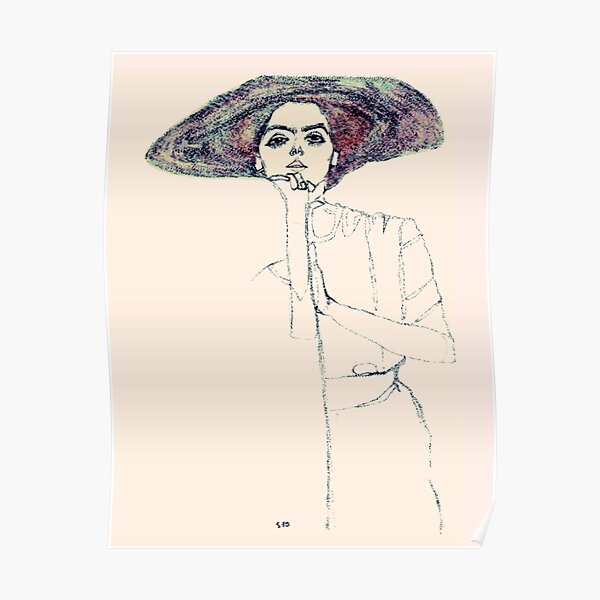 Egon Schiele "Porträt einer Frau" | Retro-Porträt eines Mädchens Poster