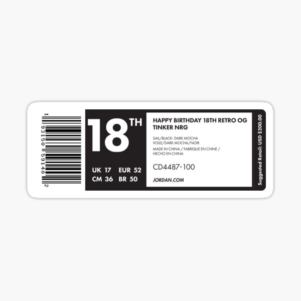 Happy Birthday 18th Sneaker Tag - Sticker, Shirt, Mug and More!" Sticker for Sale by | Redbubble