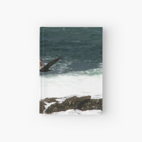 Pelican Flying Over Ocean Hardcover Journal