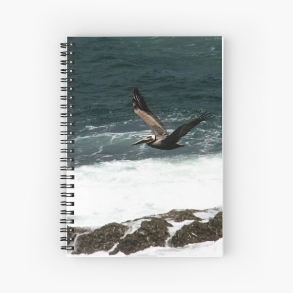 Pelican Flying Over Ocean Spiral Notebook