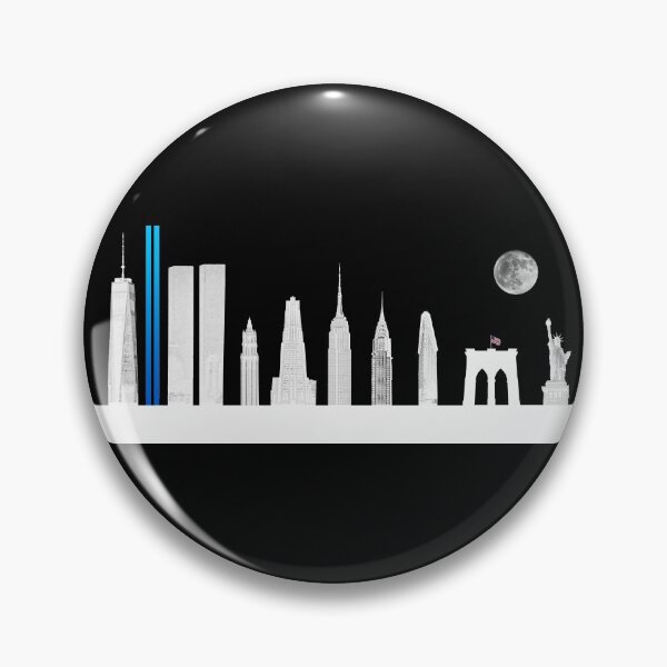 Item preview, York City Skyline White Buildings, Blue Searchlights and Supermoon designed and sold by Warren Paul Harris.