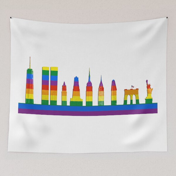 Item preview, LGBTQ PRIDE Flag Rainbow New York City Skyline designed and sold by Warren Paul Harris.