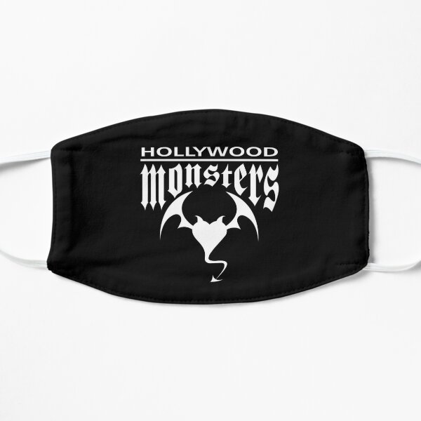 Hollywood Monsters Text Bat Logo - WHITE PRINT Flat Mask
