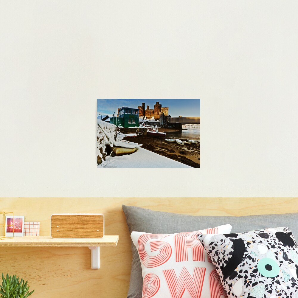 snow, castle and boats Photographic Print