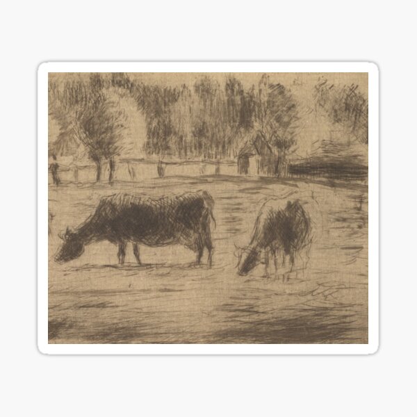 Cows in the Fields of Éragny, near Gisors Sticker