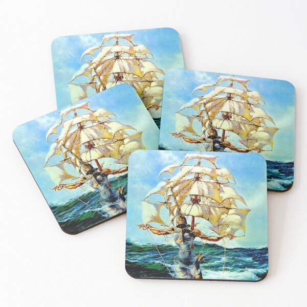 Aperçu de l'œuvre LE BATEAU : Impression de peinture fantastique abstraite vintage créée et vendue par posterbobs.