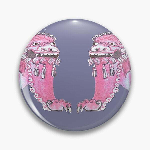 Item preview, Pink ginger jars and foo dogs with palms, pink designed and sold by MagentaRose.