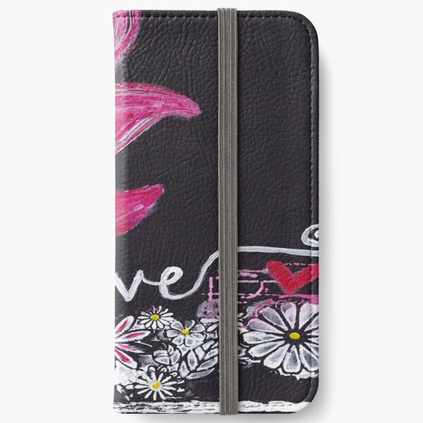Pink Floral Love iPhone Wallet