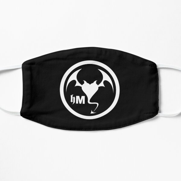 Hollywood Monsters Circle Bat Logo - WHITE PRINT Flat Mask