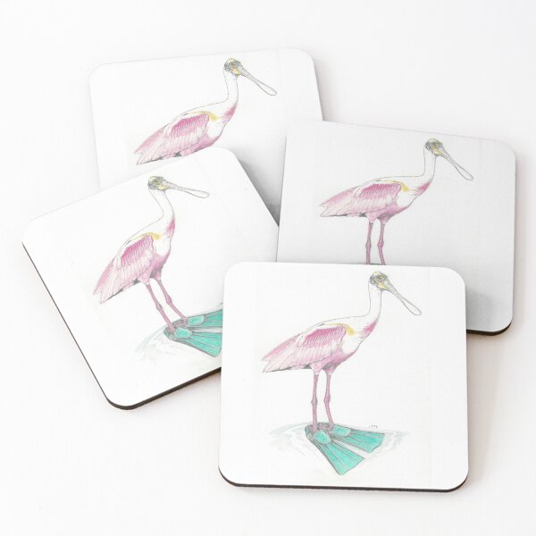 Item preview, spoonbill in swim fins designed and sold by JimsBirds.