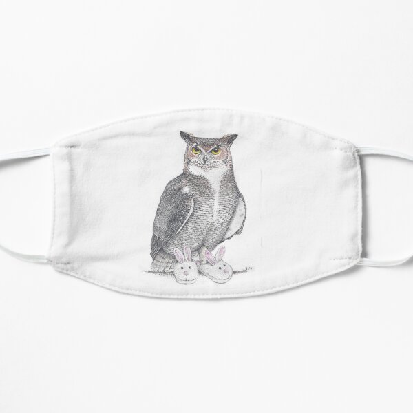 Great horned owl in bunny slippers Flat Mask
