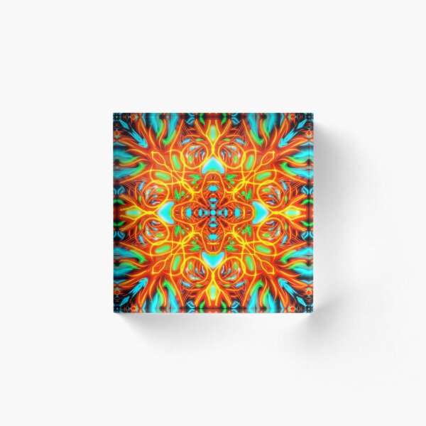 Trippy Abstract Fire Fight Acrylic Block