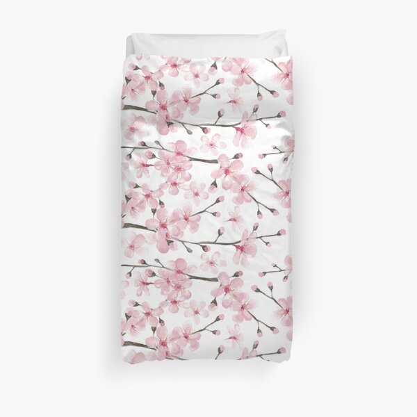 Cherry Blossom watercolor fashion and home decor by Magenta Rose Designs Duvet Cover