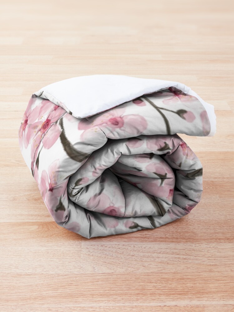 Alternate view of Cherry Blossom watercolor fashion and home decor by Magenta Rose Designs Comforter