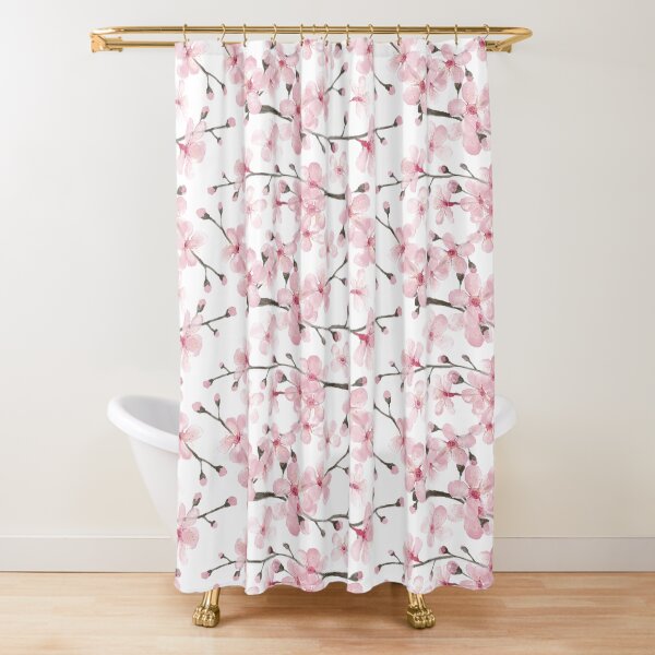 Cherry Blossom watercolor fashion and home decor by Magenta Rose Designs Shower Curtain