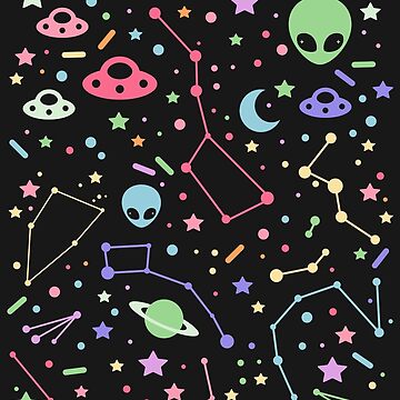 Artwork thumbnail, Night Sky Constellations with UFOs by sugarhai