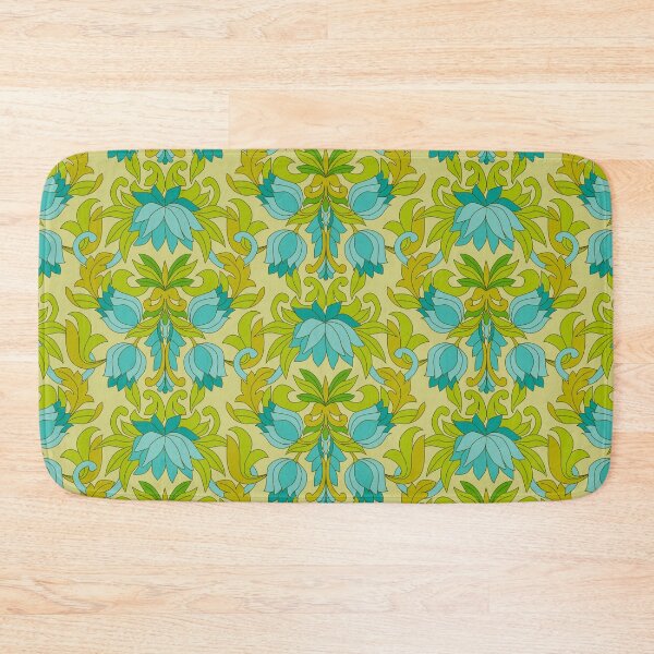 Item preview, Turquoise and Green Leaves 1960s Retro Vintage Pattern designed and sold by Eyestigmatic.